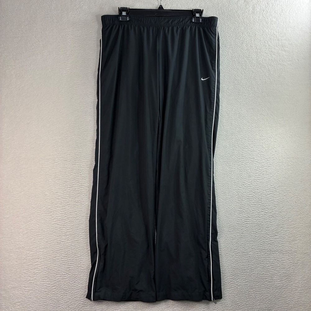 Y2K Nike Baggy Track Pants Men M Black Ankle Zip Athletic Dept Windbreaker Loose